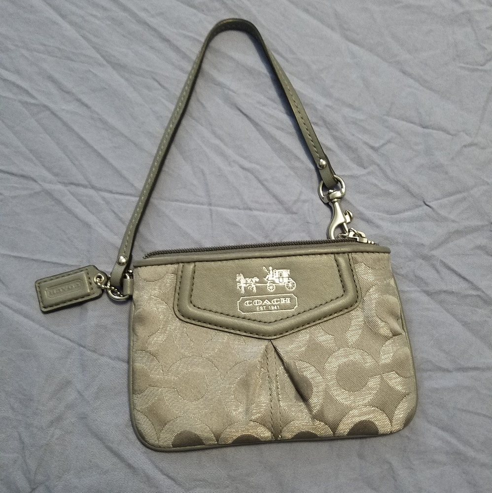 Coach Grey/Silver Wristlet/Coin Purse
